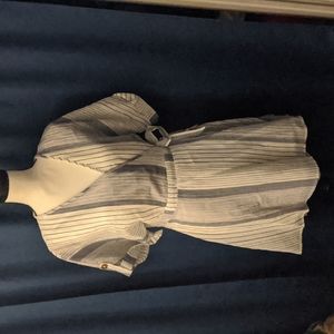 blue and white dress